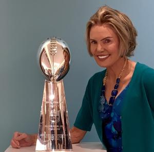 Reunited with the Lombardi Trophy, 27 years after presenting it at the Super Bowl