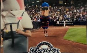 Finishing last in the Miller Park Sausage Race as Stash in 2013