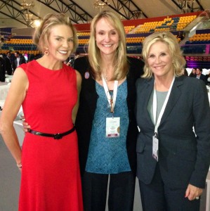 Lesley with Olympic Swimmers Nancy Hogshead and Donna De Varona in Doha, Qatar              